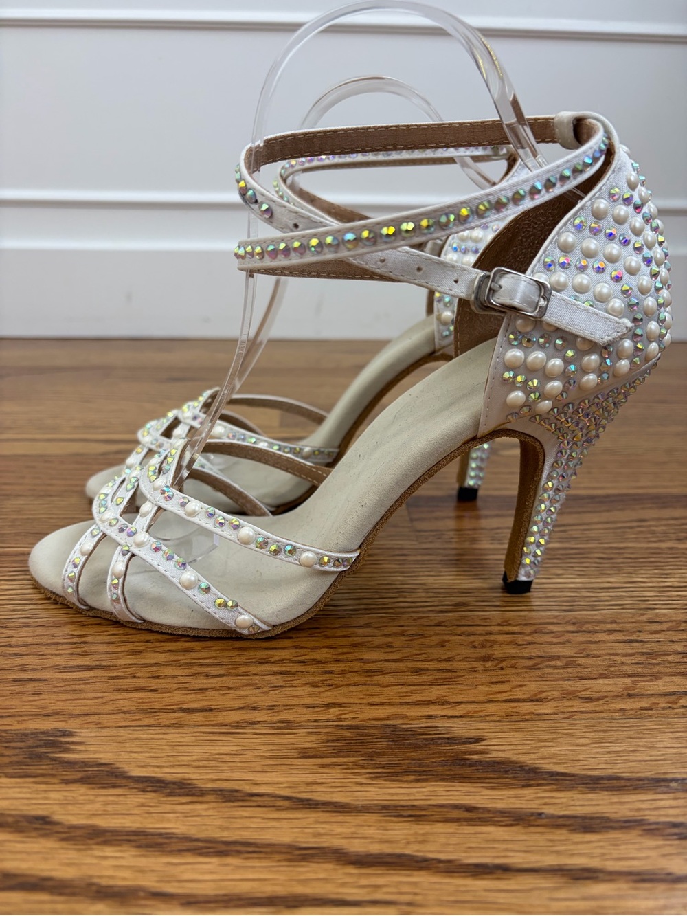 Satin Customized Heel Latin Shoes Salsa Shoes Ballroom Dance Shoes (8.5) - Picture 7 of 14